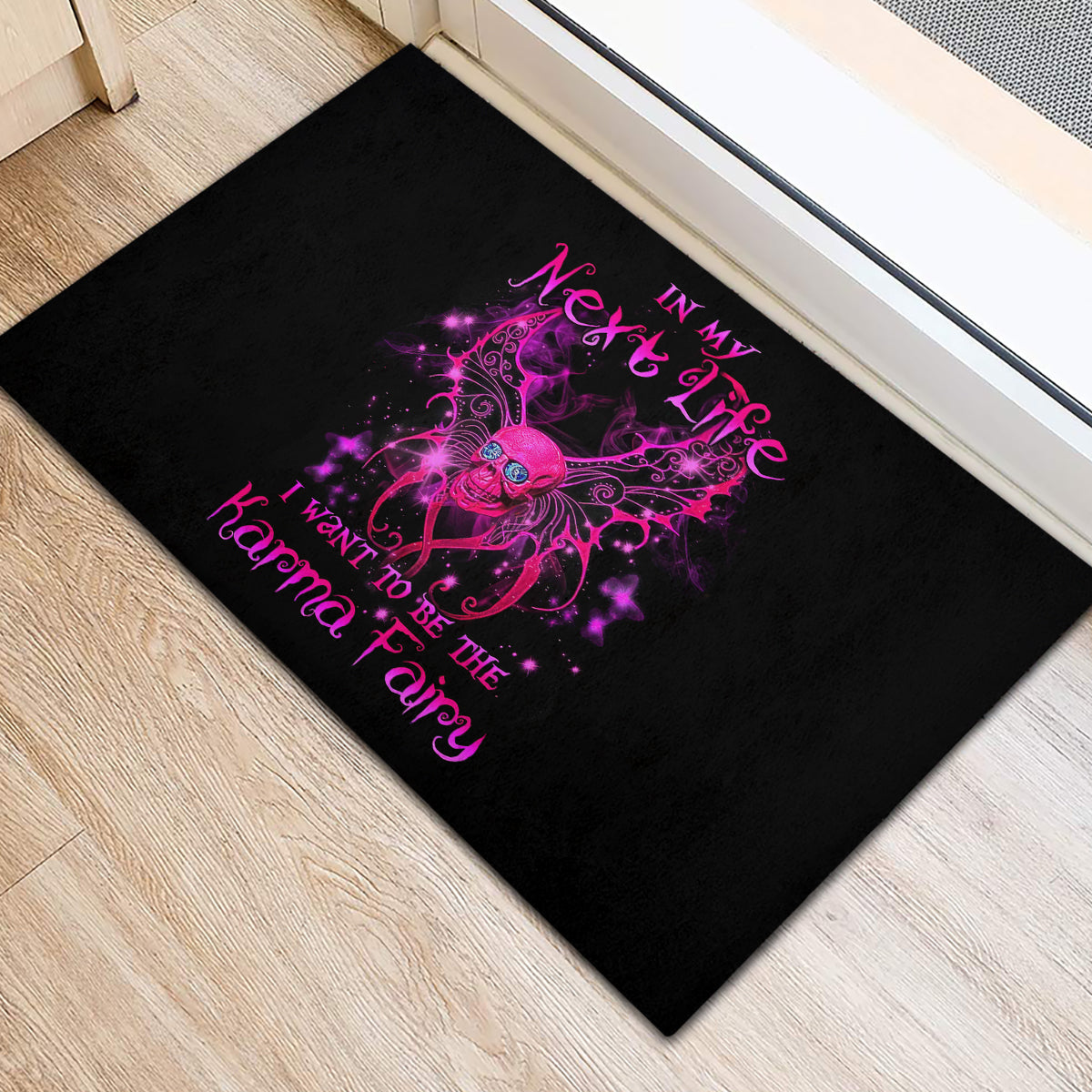 Fairy Skull Rubber Doormat My Next Life I Want To Be Karma Fairy - Wonder Print Shop