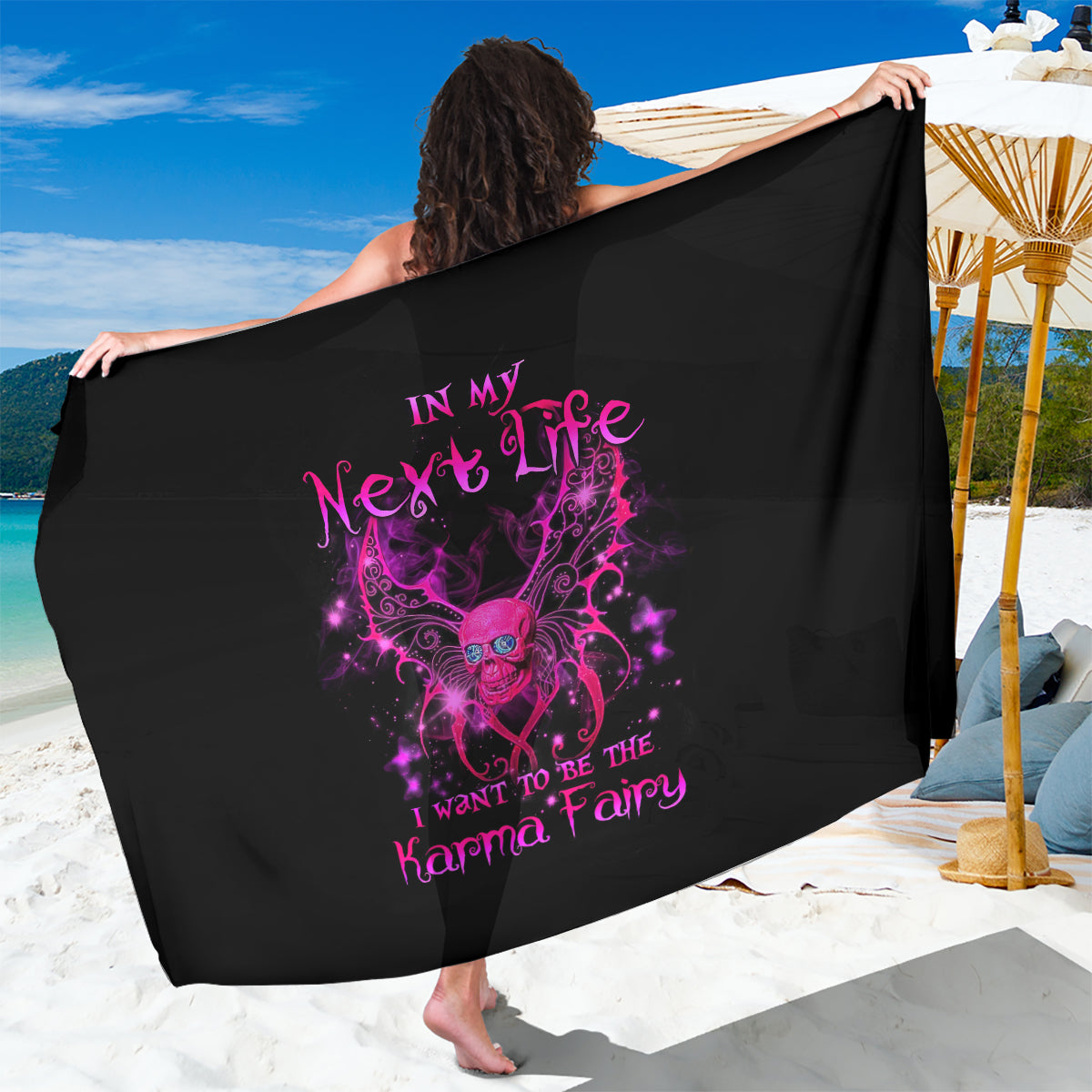 Fairy Skull Sarong My Next Life I Want To Be Karma Fairy - Wonder Print Shop