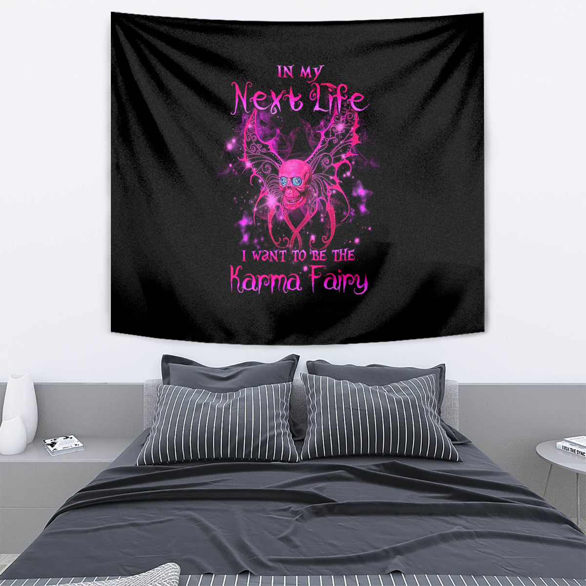 Fairy Skull Tapestry My Next Life I Want To Be Karma Fairy - Wonder Print Shop