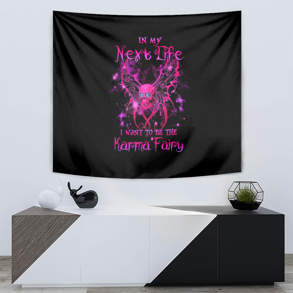 Fairy Skull Tapestry My Next Life I Want To Be Karma Fairy - Wonder Print Shop