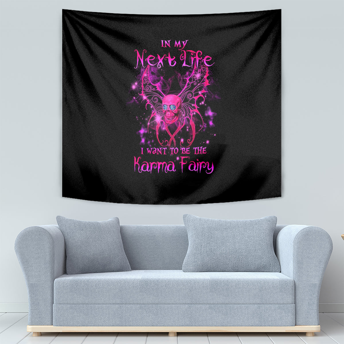Fairy Skull Tapestry My Next Life I Want To Be Karma Fairy - Wonder Print Shop
