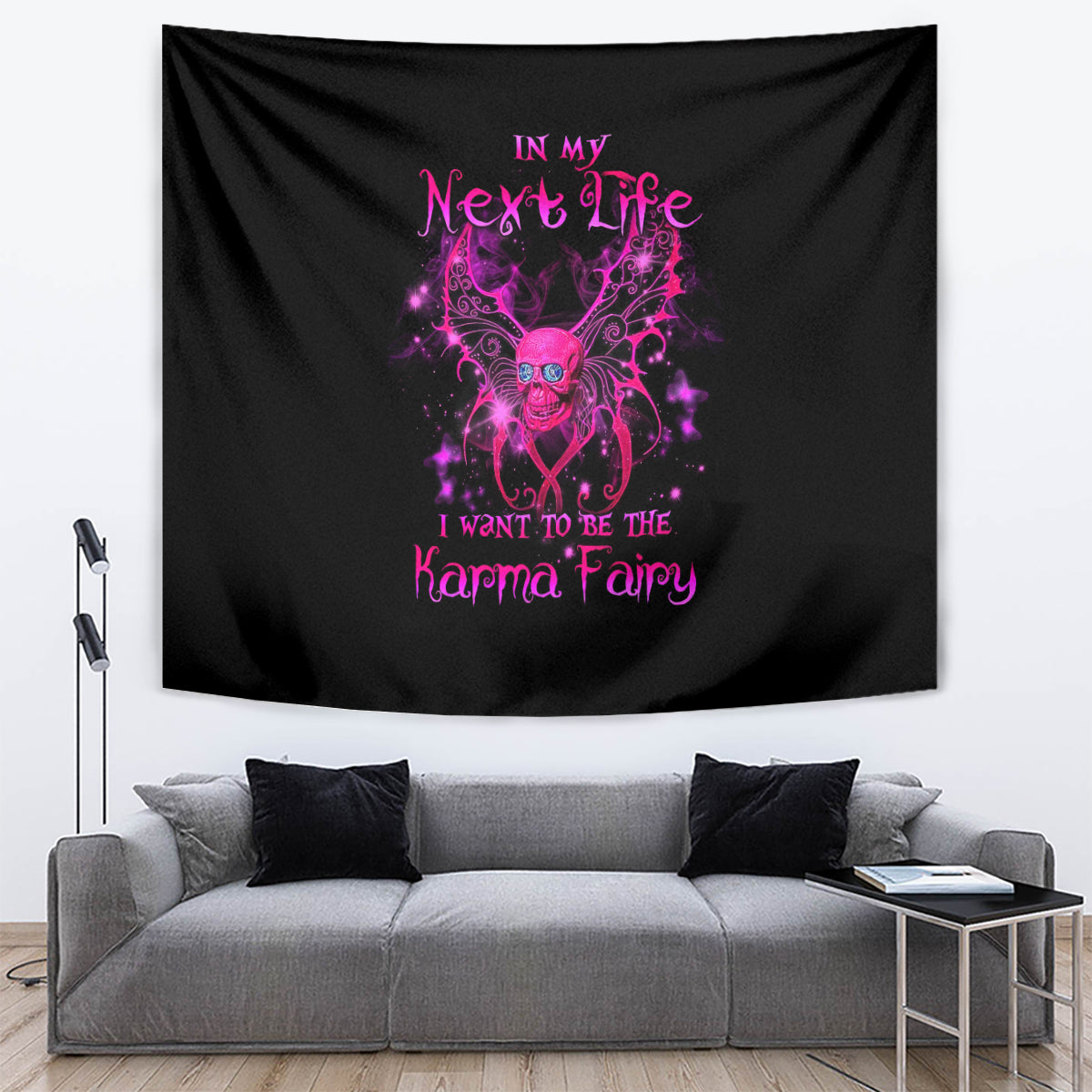 Fairy Skull Tapestry My Next Life I Want To Be Karma Fairy - Wonder Print Shop