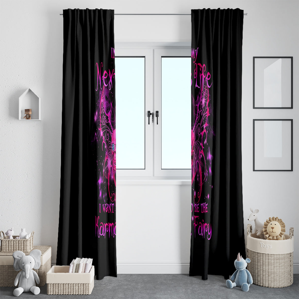 Fairy Skull Window Curtain My Next Life I Want To Be Karma Fairy - Wonder Print Shop