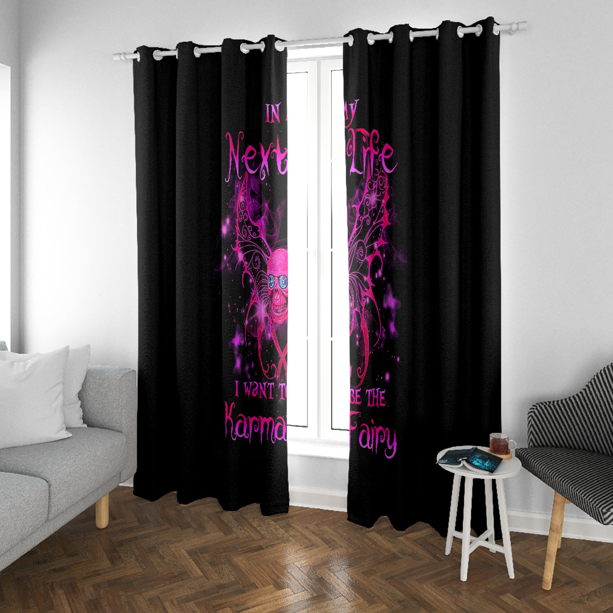 Fairy Skull Window Curtain My Next Life I Want To Be Karma Fairy - Wonder Print Shop