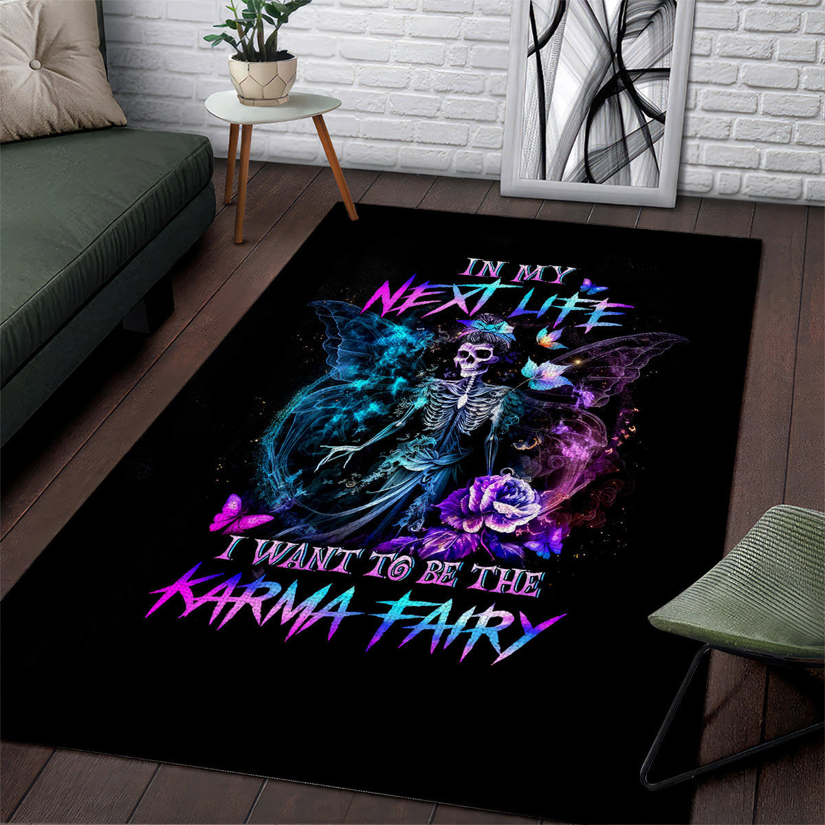 Dia De Los Muertos Skull Area Rug My Next Life I Want To Be Karma Fairy - Wonder Print Shop