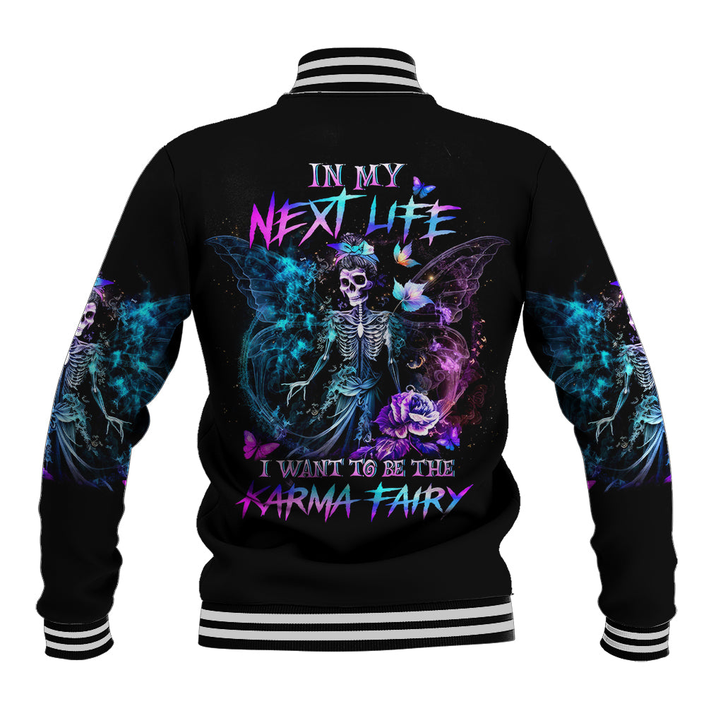 Dia De Los Muertos Skull Baseball Jacket My Next Life I Want To Be Karma Fairy - Wonder Print Shop