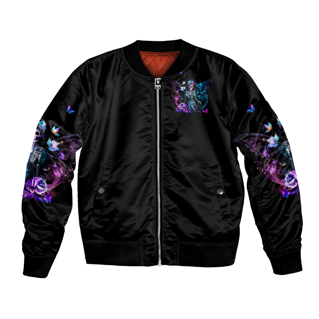 Dia De Los Muertos Skull Bomber Jacket My Next Life I Want To Be Karma Fairy - Wonder Print Shop