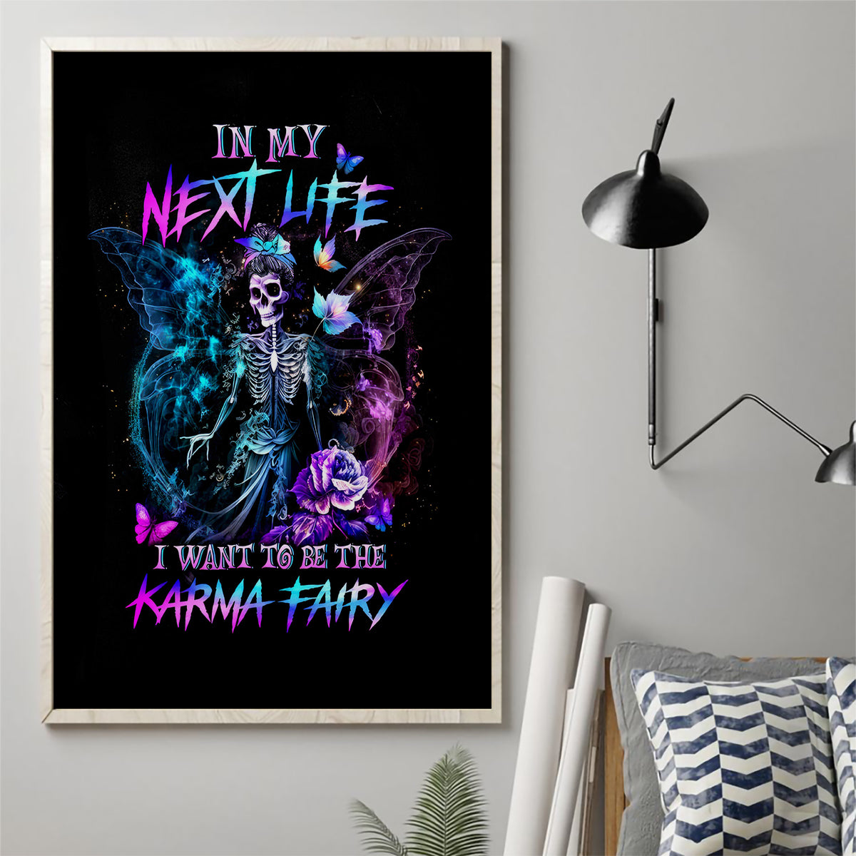 Dia De Los Muertos Skull Canvas Wall Art My Next Life I Want To Be Karma Fairy - Wonder Print Shop