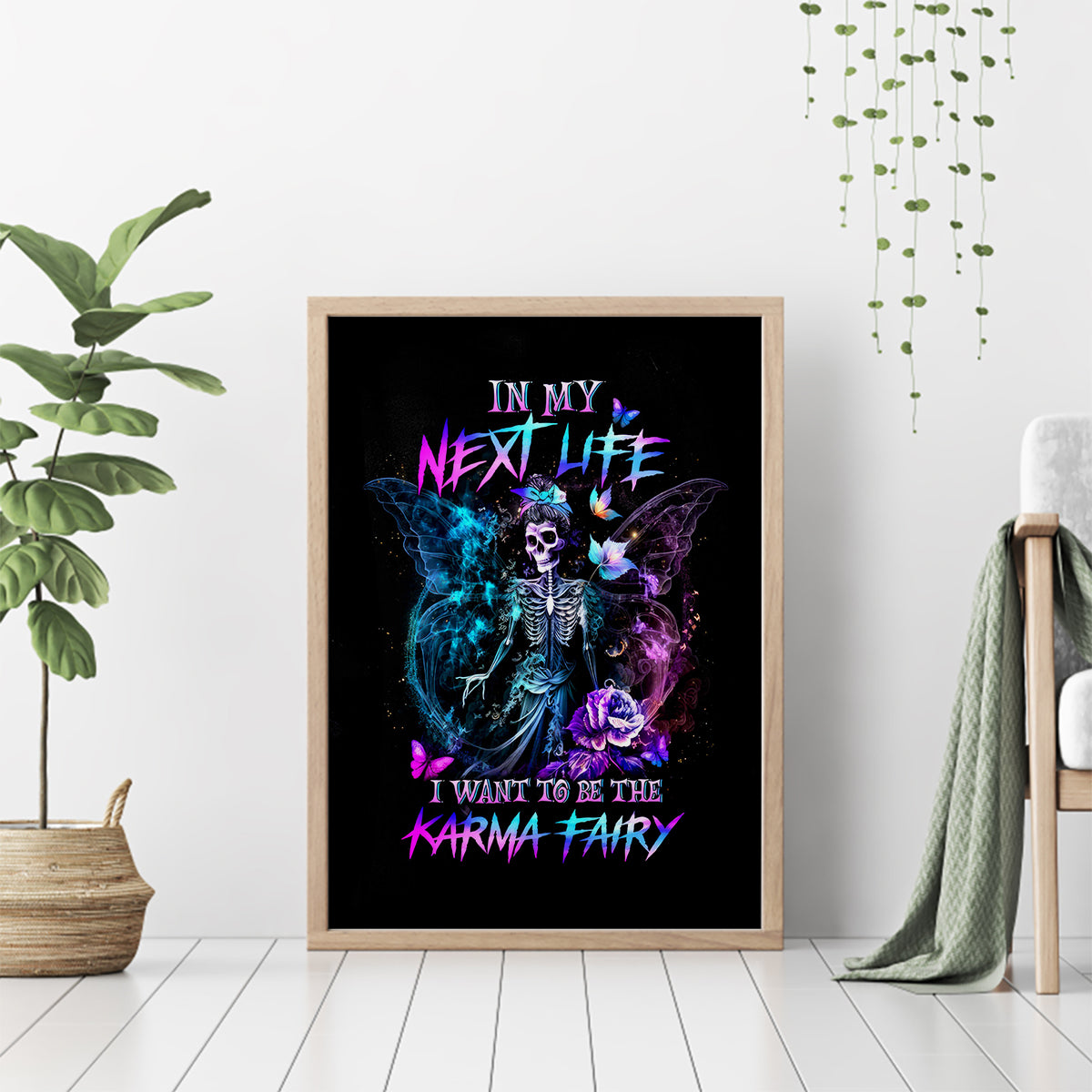 Dia De Los Muertos Skull Canvas Wall Art My Next Life I Want To Be Karma Fairy - Wonder Print Shop