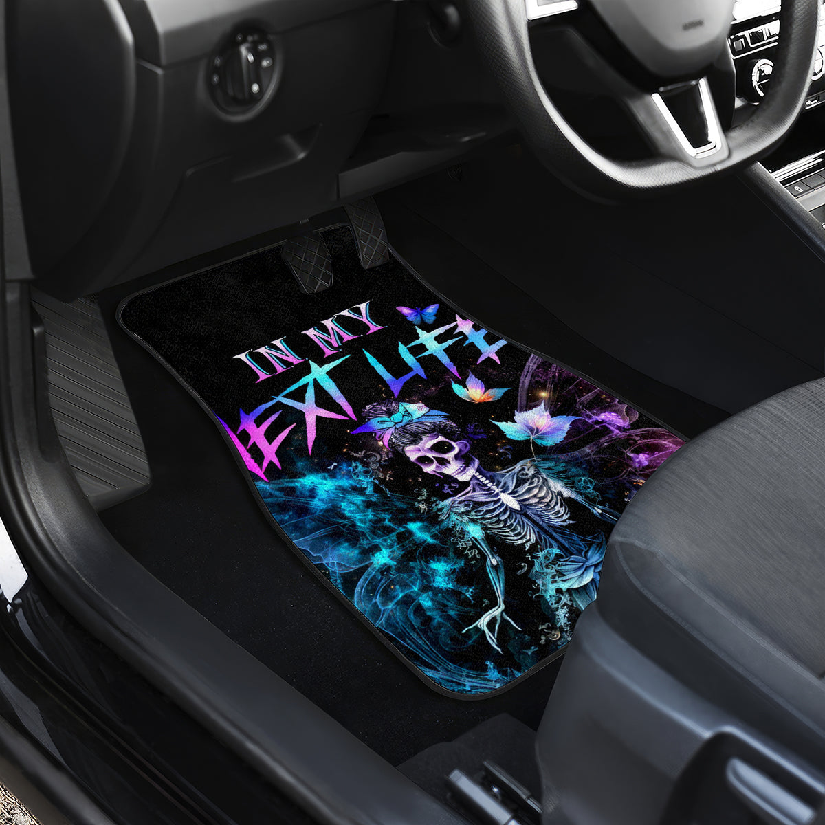 Dia De Los Muertos Skull Car Mats My Next Life I Want To Be Karma Fairy - Wonder Print Shop