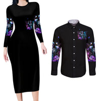 Dia De Los Muertos Skull Couples Matching Long Sleeve Bodycon Dress and Long Sleeve Button Shirts My Next Life I Want To Be Karma Fairy - Wonder Print Shop