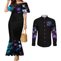 Dia De Los Muertos Skull Couples Matching Mermaid Dress and Long Sleeve Button Shirts My Next Life I Want To Be Karma Fairy DT01