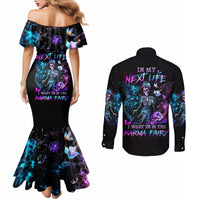 Dia De Los Muertos Skull Couples Matching Mermaid Dress and Long Sleeve Button Shirts My Next Life I Want To Be Karma Fairy DT01