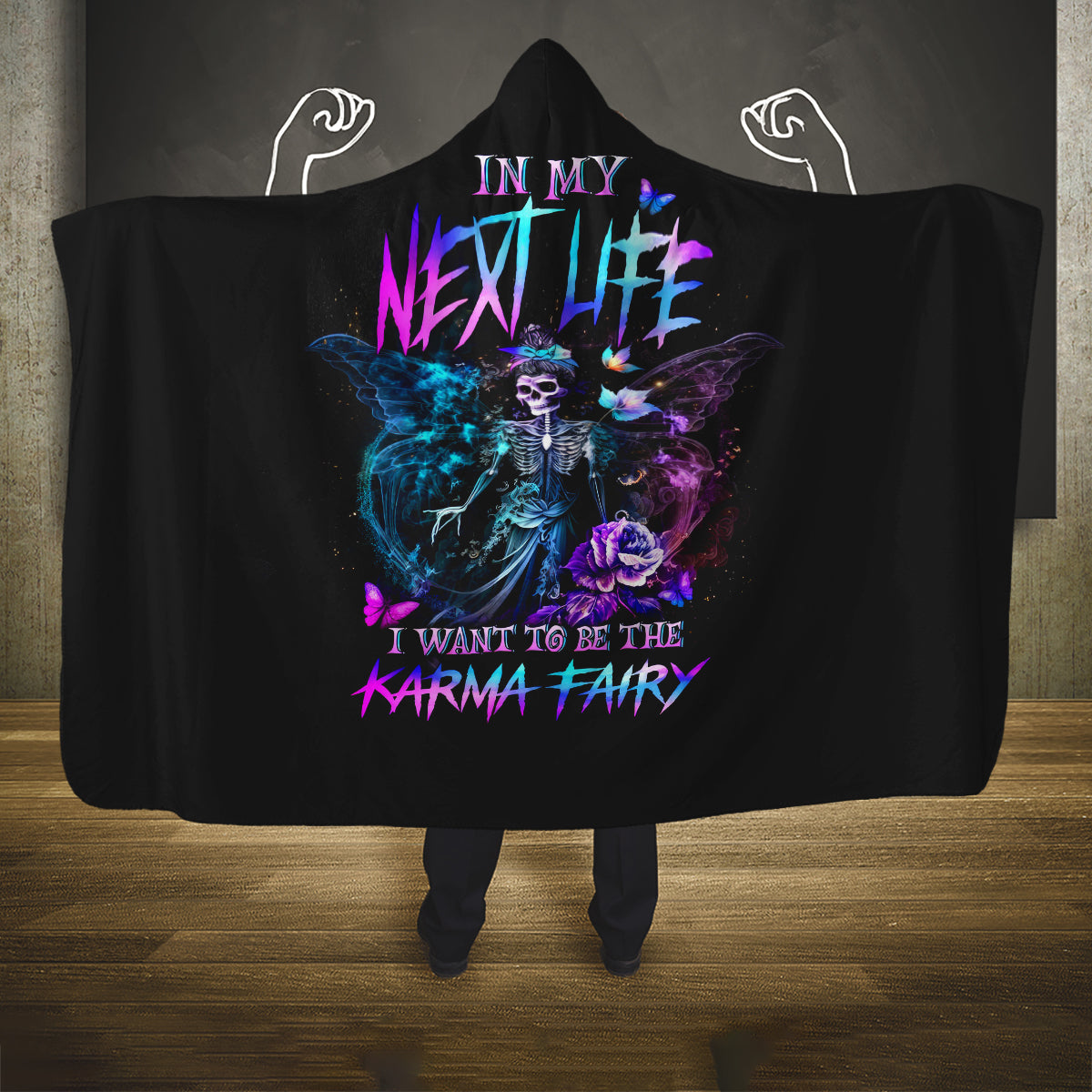 dia-de-los-muertos-skull-hooded-blanket-my-next-life-i-want-to-be-karma-fairy