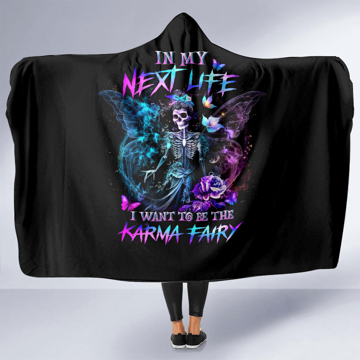 dia-de-los-muertos-skull-hooded-blanket-my-next-life-i-want-to-be-karma-fairy