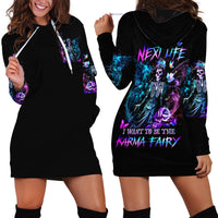 Dia De Los Muertos Skull Hoodie Dress My Next Life I Want To Be Karma Fairy - Wonder Print Shop