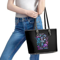 Dia De Los Muertos Skull Leather Tote Bag My Next Life I Want To Be Karma Fairy - Wonder Print Shop