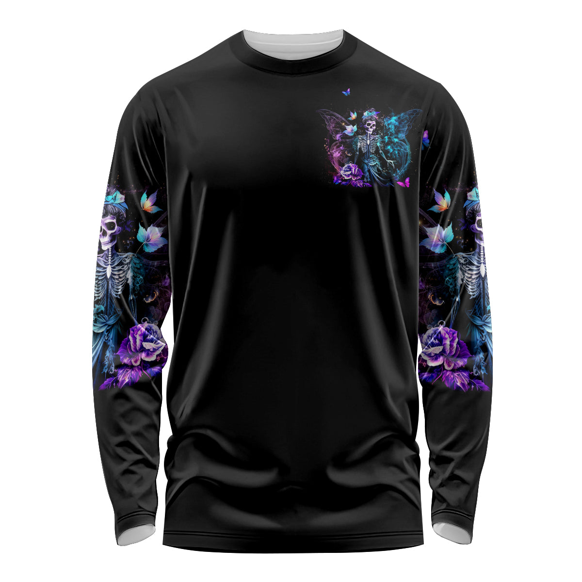 Dia De Los Muertos Skull Long Sleeve Shirt My Next Life I Want To Be Karma Fairy - Wonder Print Shop