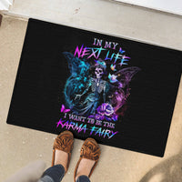 Dia De Los Muertos Skull Rubber Doormat My Next Life I Want To Be Karma Fairy - Wonder Print Shop
