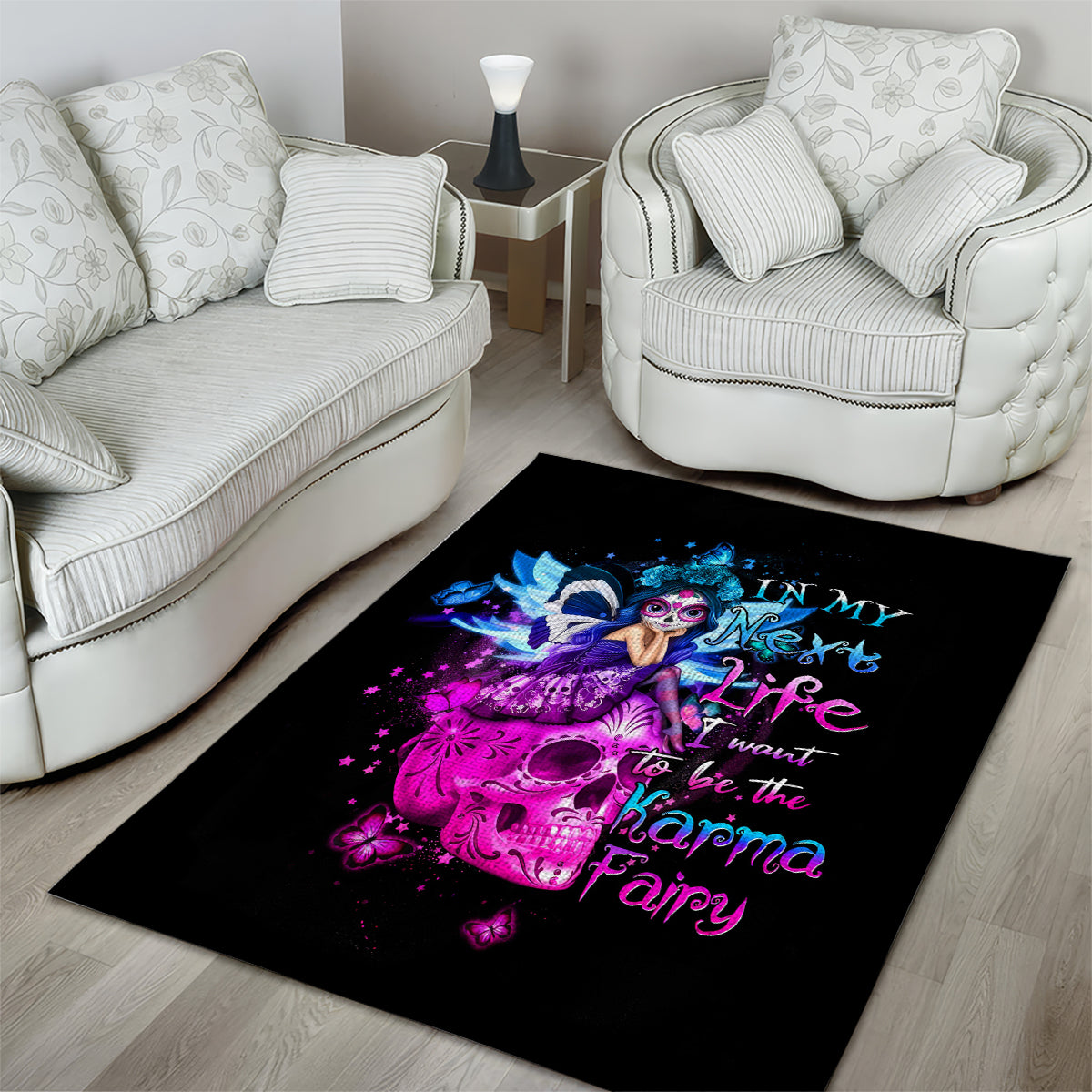 Tiny Fairy Skull Area Rug My Next Life I Want To Be Karma Fairy - Wonder Print Shop