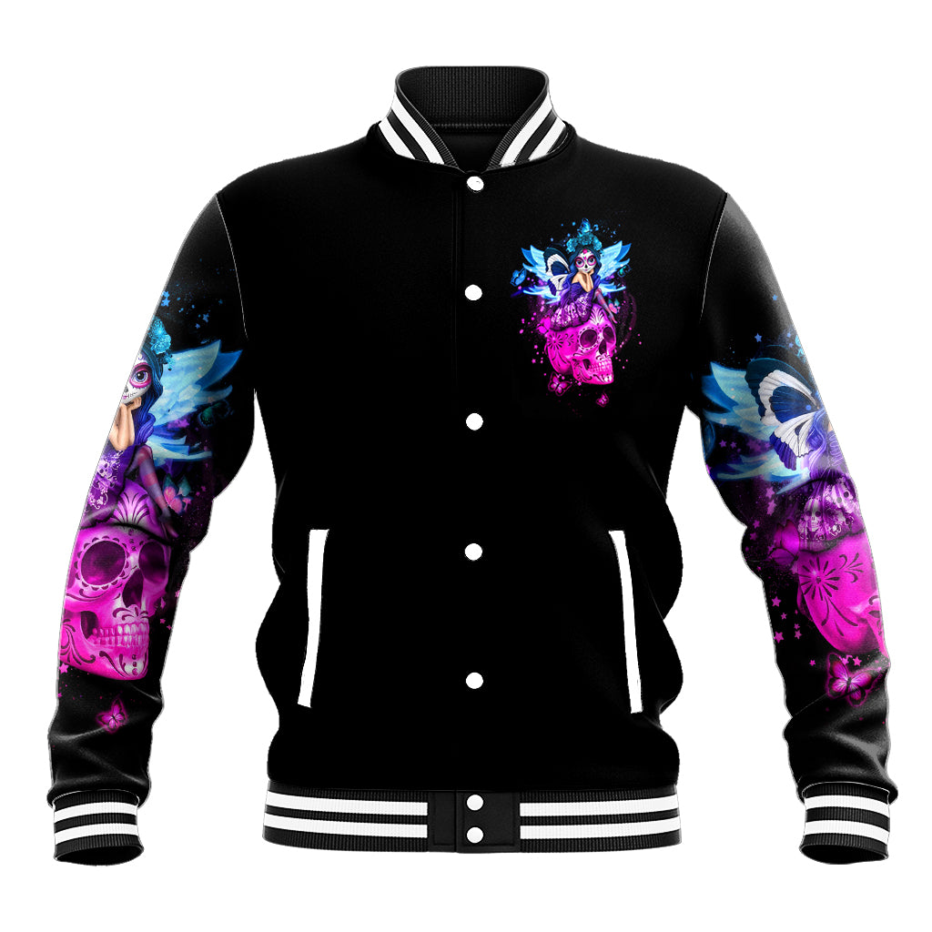 Tiny Fairy Skull Baseball Jacket My Next Life I Want To Be Karma Fairy - Wonder Print Shop