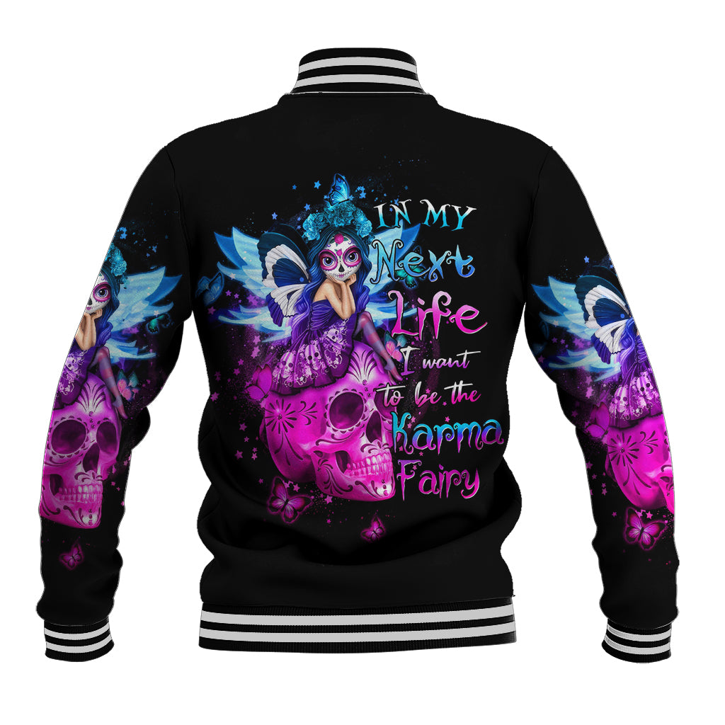 Tiny Fairy Skull Baseball Jacket My Next Life I Want To Be Karma Fairy - Wonder Print Shop
