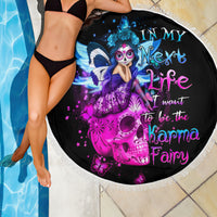 Tiny Fairy Skull Beach Blanket My Next Life I Want To Be Karma Fairy - Wonder Print Shop