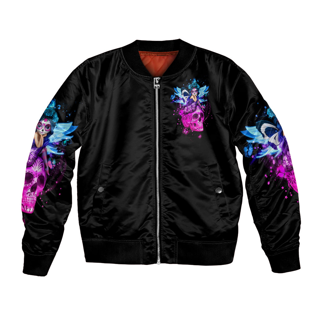 Tiny Fairy Skull Bomber Jacket My Next Life I Want To Be Karma Fairy - Wonder Print Shop