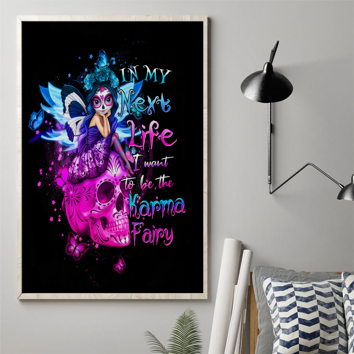 Tiny Fairy Skull Canvas Wall Art My Next Life I Want To Be Karma Fairy - Wonder Print Shop