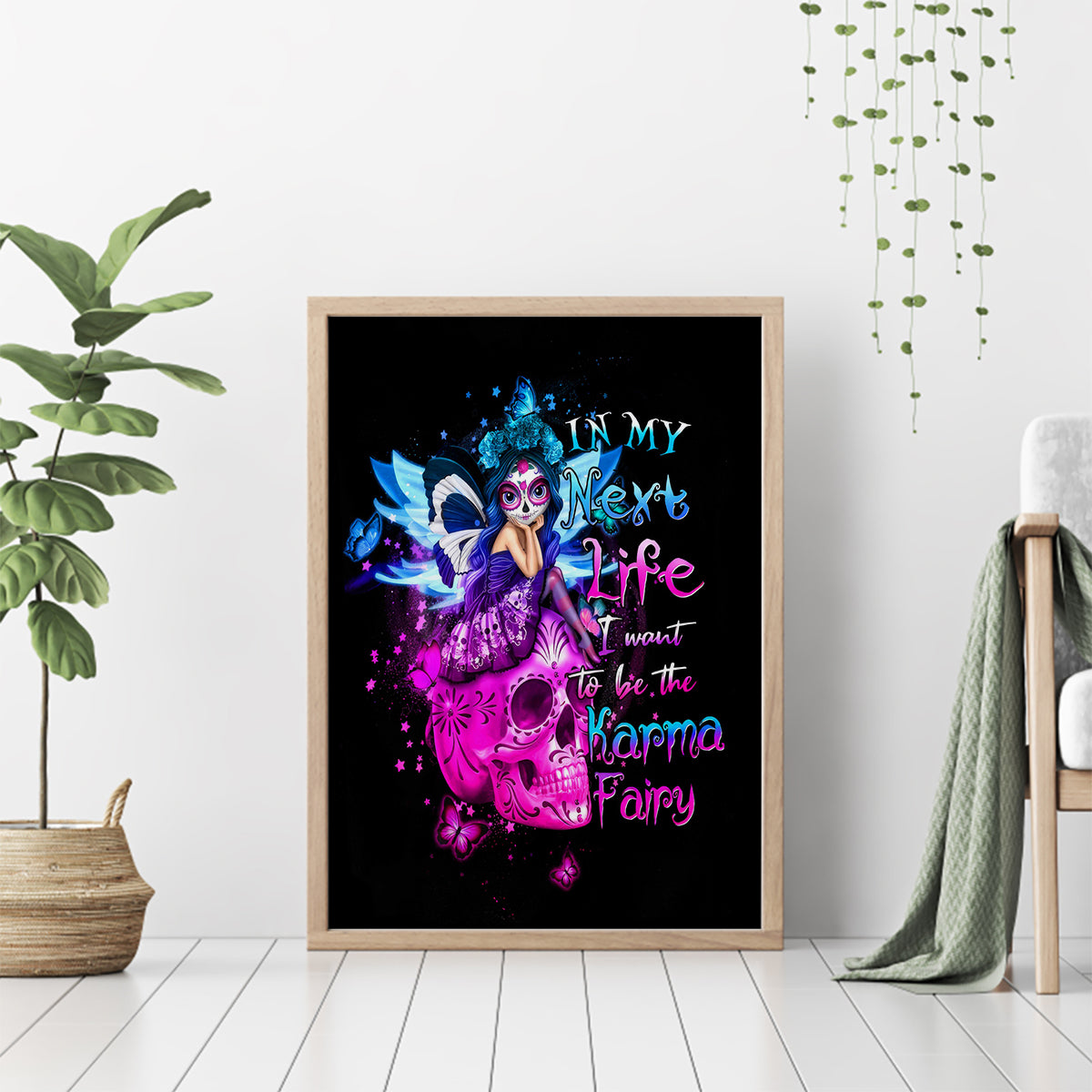 Tiny Fairy Skull Canvas Wall Art My Next Life I Want To Be Karma Fairy - Wonder Print Shop