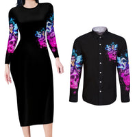 Tiny Fairy Skull Couples Matching Long Sleeve Bodycon Dress and Long Sleeve Button Shirts My Next Life I Want To Be Karma Fairy - Wonder Print Shop