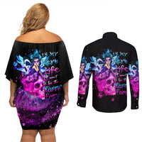 Tiny Fairy Skull Couples Matching Off Shoulder Short Dress and Long Sleeve Button Shirts My Next Life I Want To Be Karma Fairy - Wonder Print Shop