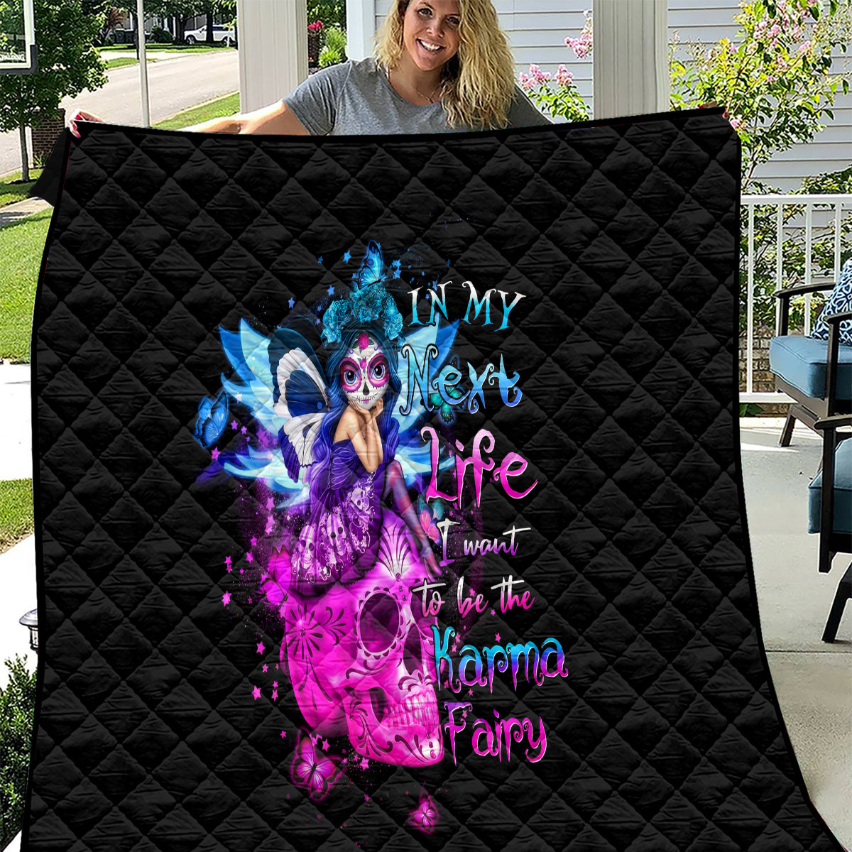 Tiny Fairy Skull Quilt My Next Life I Want To Be Karma Fairy - Wonder Print Shop