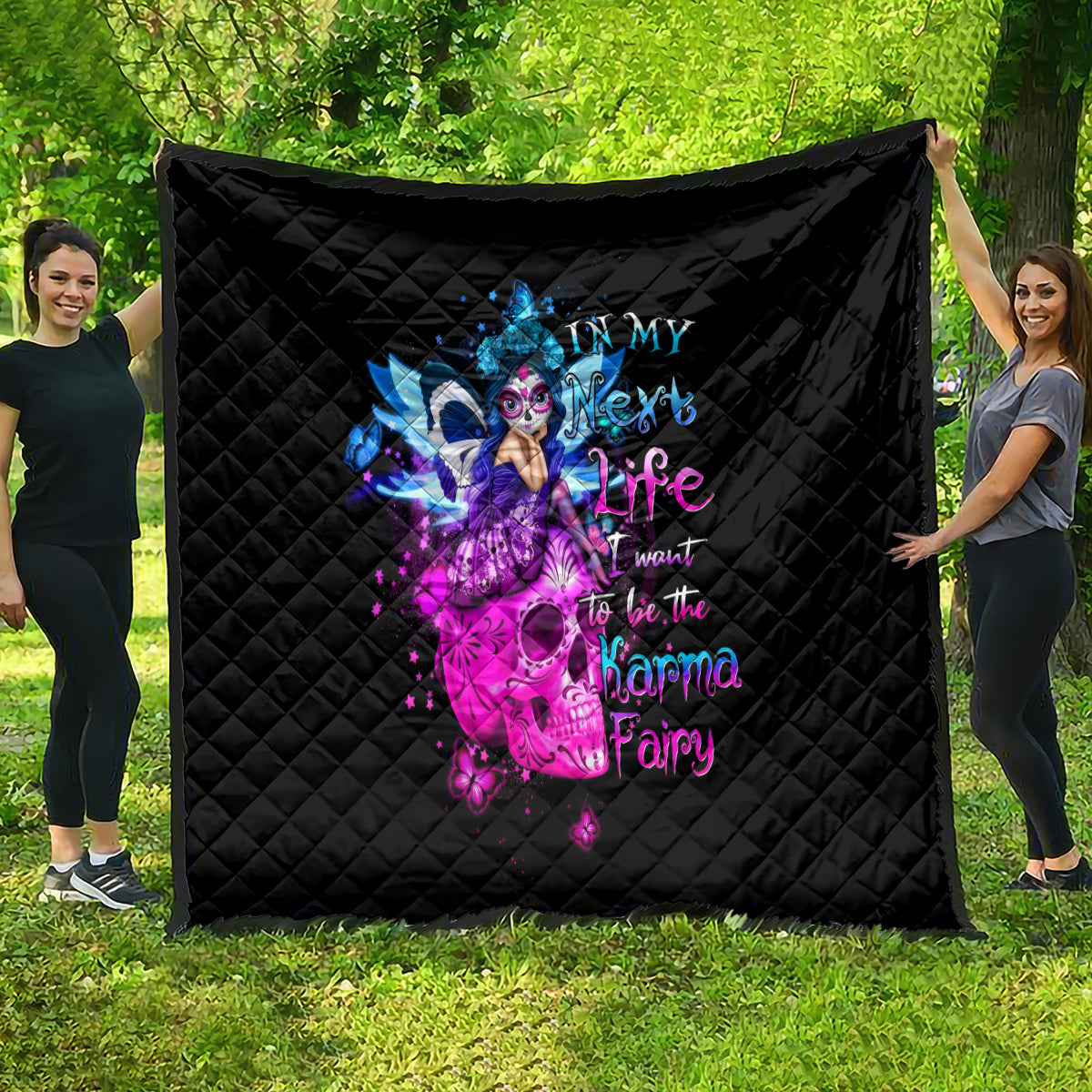 Tiny Fairy Skull Quilt My Next Life I Want To Be Karma Fairy - Wonder Print Shop