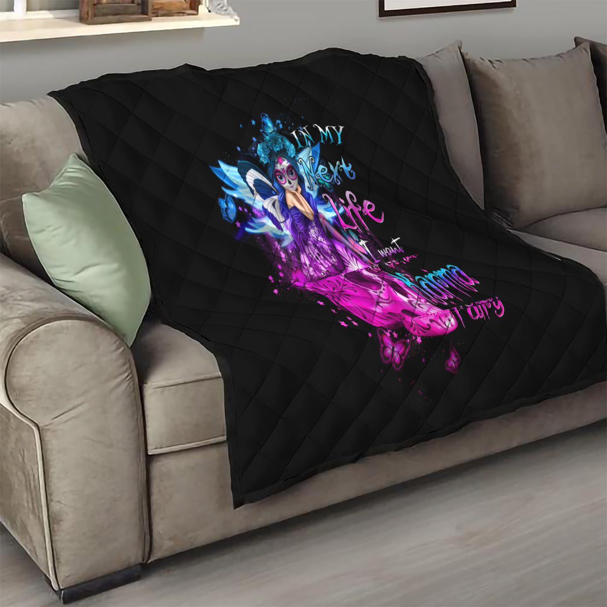 Tiny Fairy Skull Quilt My Next Life I Want To Be Karma Fairy - Wonder Print Shop