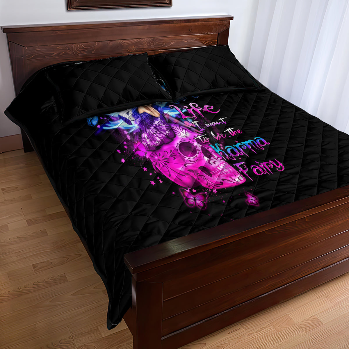 Tiny Fairy Skull Quilt Bed Set My Next Life I Want To Be Karma Fairy - Wonder Print Shop
