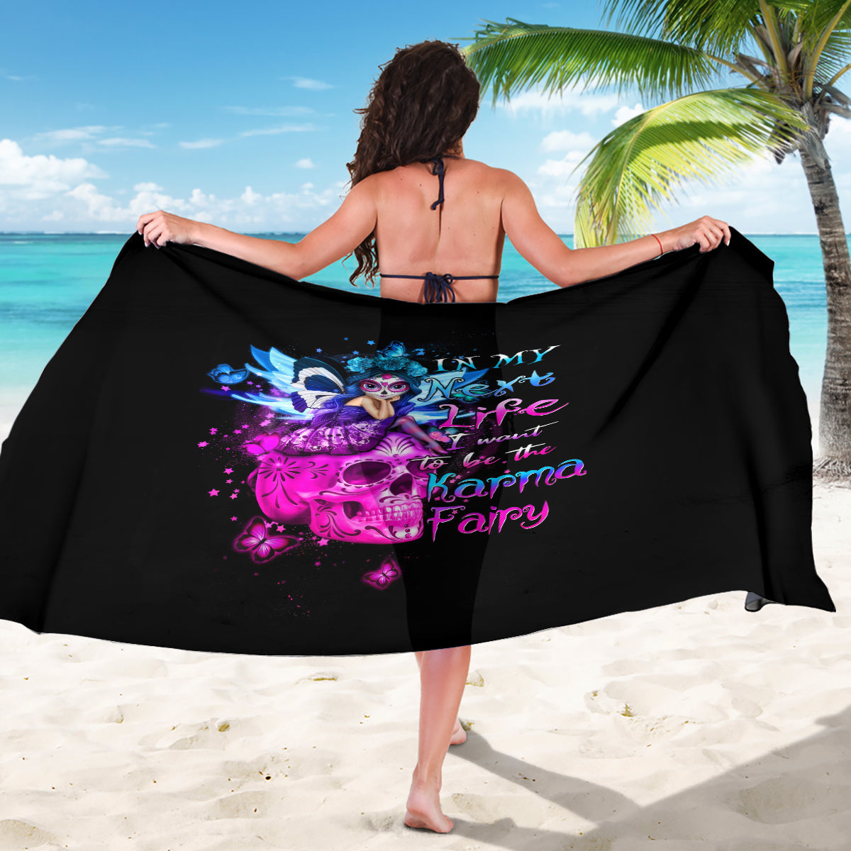 Tiny Fairy Skull Sarong My Next Life I Want To Be Karma Fairy - Wonder Print Shop