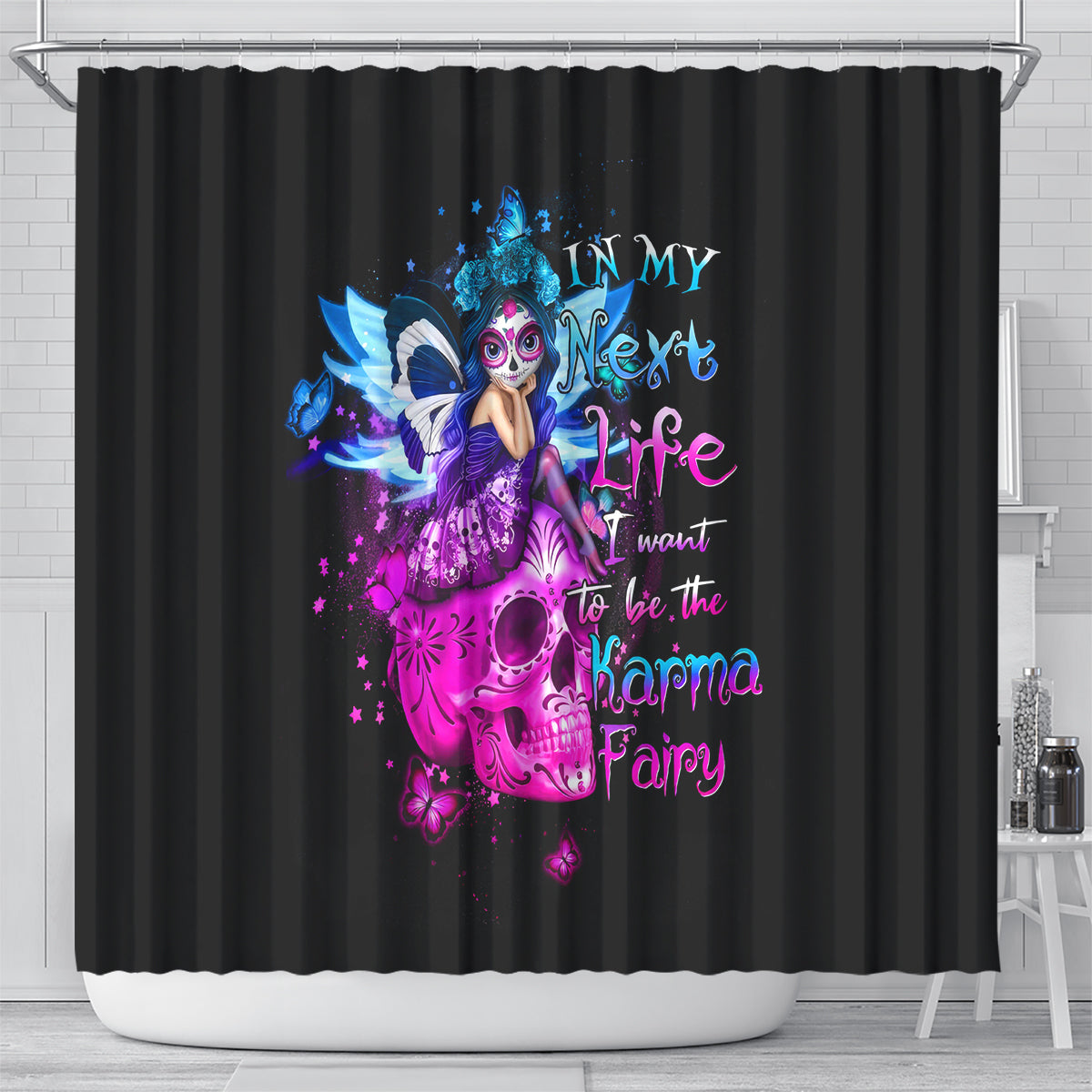 tiny-fairy-skull-shower-curtain-my-next-life-i-want-to-be-karma-fairy