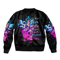 Thunder Skull Sleeve Zip Bomber Jacket I Can't Go To Hell Devil Restrainning Order Against Me - Wonder Print Shop