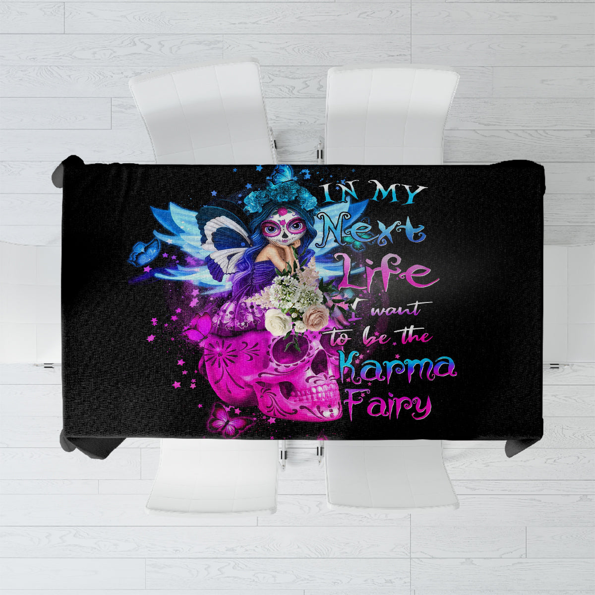 Tiny Fairy Skull Tablecloth My Next Life I Want To Be Karma Fairy - Wonder Print Shop