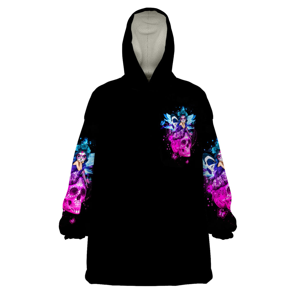 Thunder Skull Wearable Blanket Hoodie I Can't Go To Hell Devil Restrainning Order Against Me - Wonder Print Shop