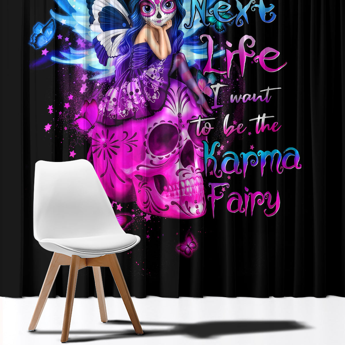 Tiny Fairy Skull Window Curtain My Next Life I Want To Be Karma Fairy - Wonder Print Shop
