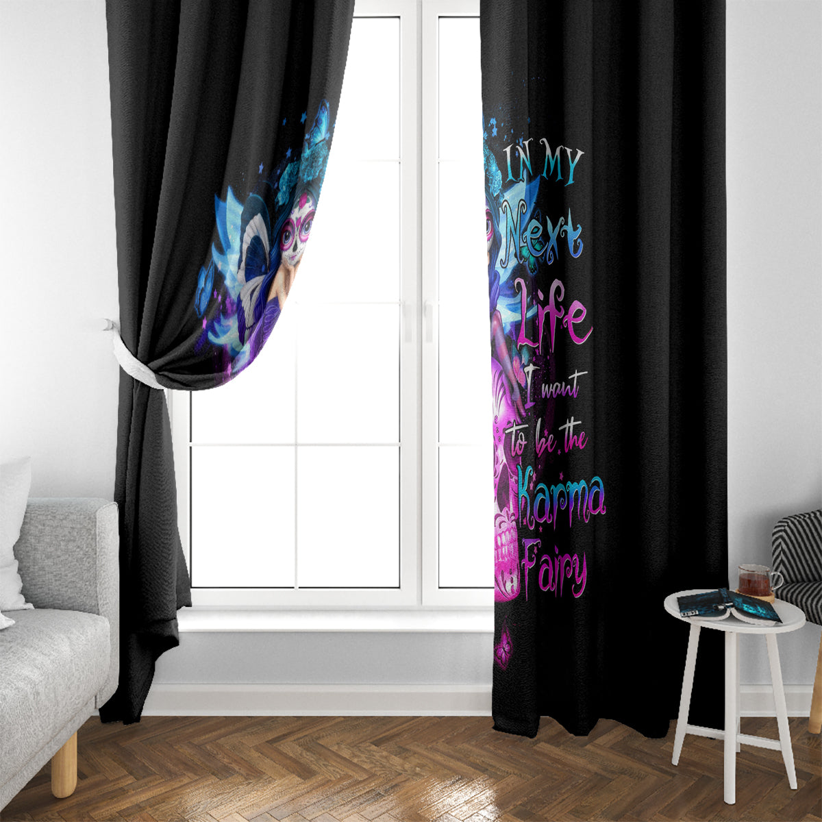 Tiny Fairy Skull Window Curtain My Next Life I Want To Be Karma Fairy - Wonder Print Shop