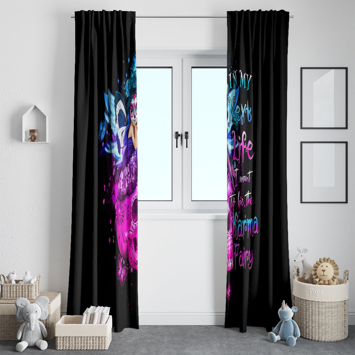Tiny Fairy Skull Window Curtain My Next Life I Want To Be Karma Fairy - Wonder Print Shop