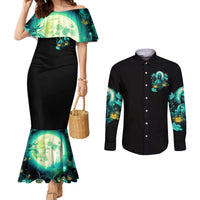 Witch Skull Couples Matching Mermaid Dress and Long Sleeve Button Shirts Into Darkness To Lose Our Mind And Find Our Souls DT01