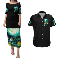 Witch Skull Couples Matching Puletasi Dress and Hawaiian Shirt Into Darkness To Lose Our Mind And Find Our Souls - Wonder Print Shop