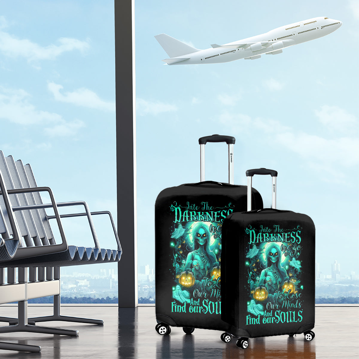 Witch Skull Luggage Cover Into Darkness To Lose Our Mind And Find Our Souls - Wonder Print Shop