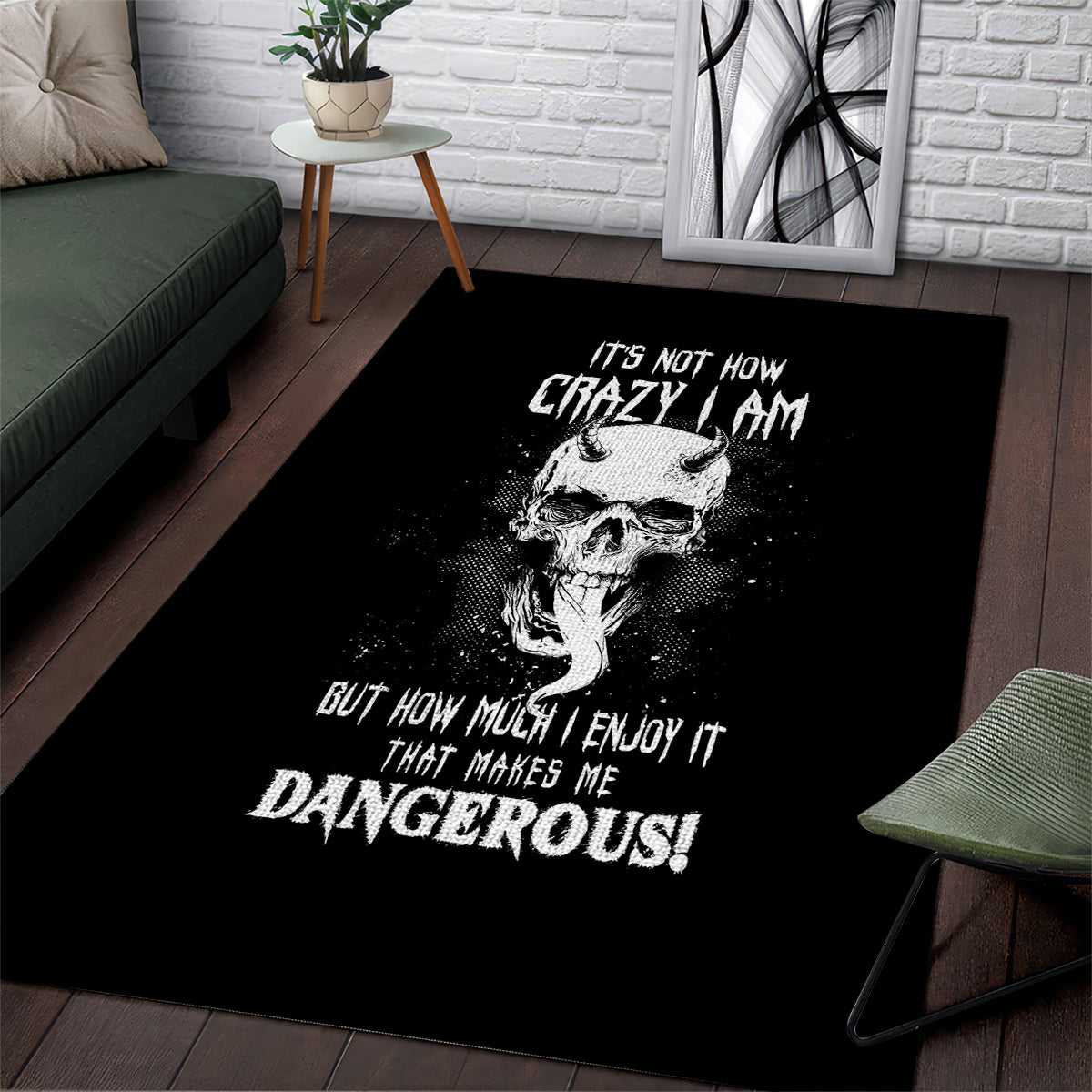 Devil Skull Area Rug It's Not How Crazy Iam But Enjoy It Make Me Dangerous - Wonder Print Shop