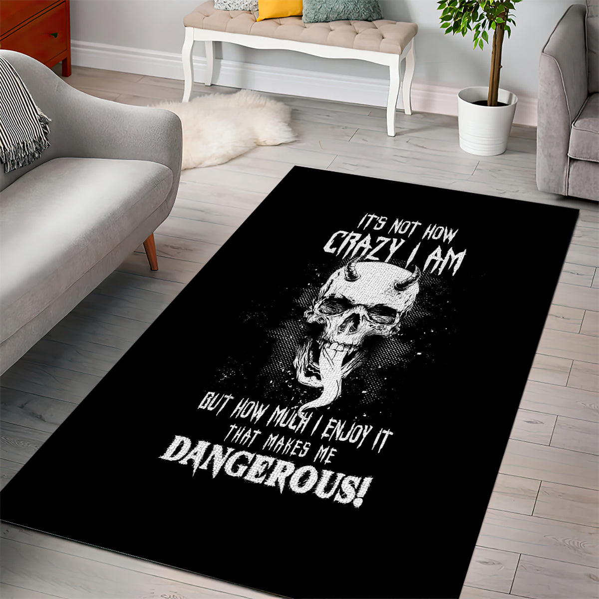 Devil Skull Area Rug It's Not How Crazy Iam But Enjoy It Make Me Dangerous - Wonder Print Shop
