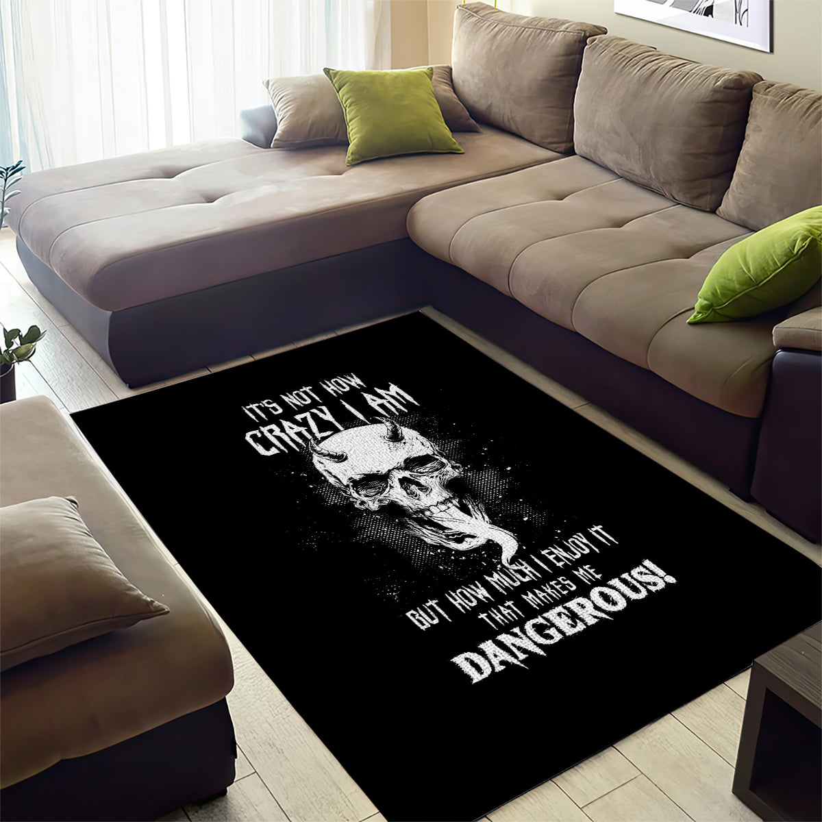 Devil Skull Area Rug It's Not How Crazy Iam But Enjoy It Make Me Dangerous - Wonder Print Shop